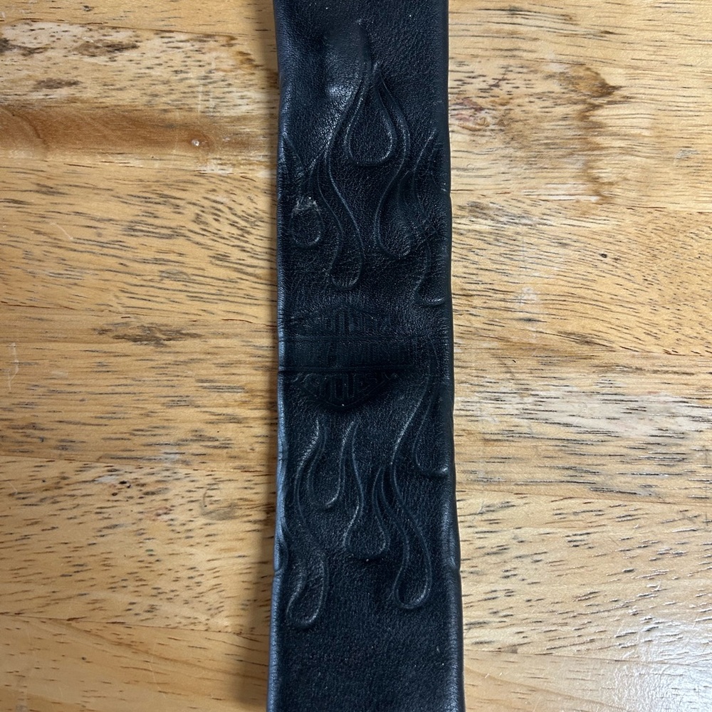 Harley Davidson Black Leather Studded Ponytail Holder